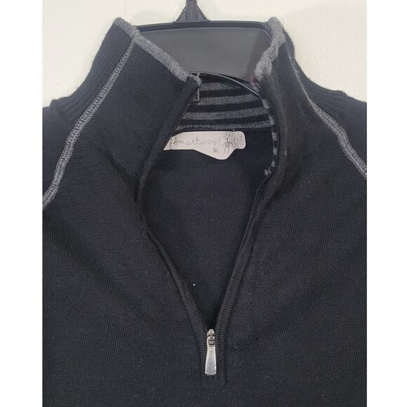 Smartwool Sweater Base Layer Womens Medium Black Quarter Zip Merino Wool Sweater - Picture 3 of 13